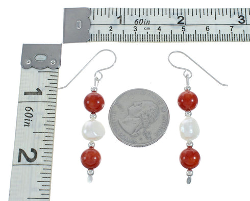 Genuine Sterling Silver Multicolor Bead Hook Dangle Earrings X11097